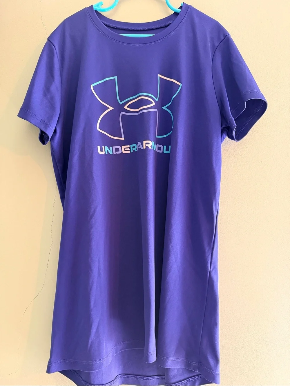 Under Armour Purple Short Sleeve Tee with Multicolor Logo
